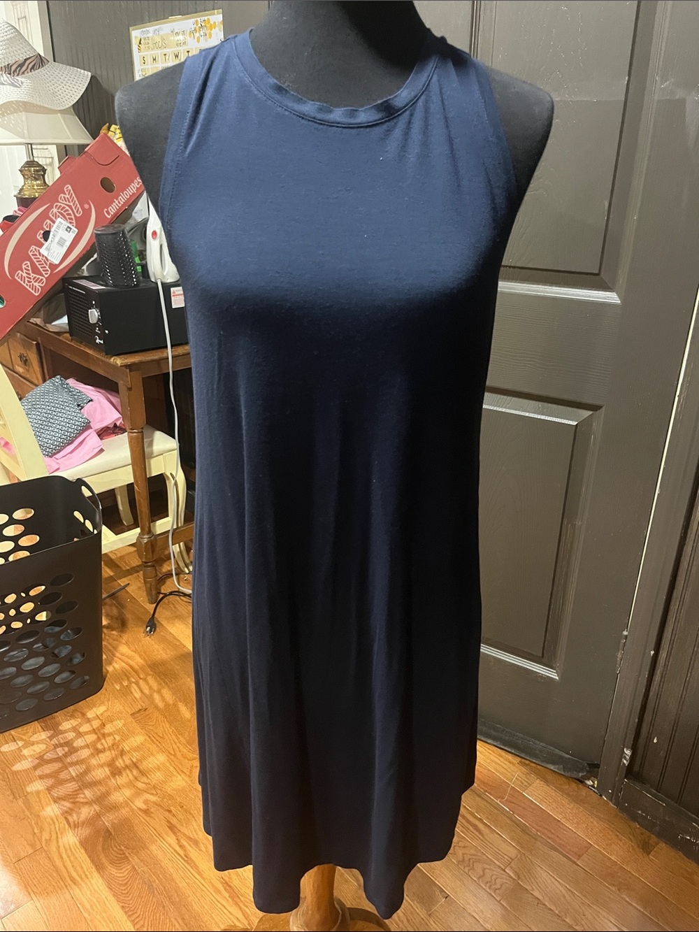 LOFT Navy Sleeveless Swing Dress